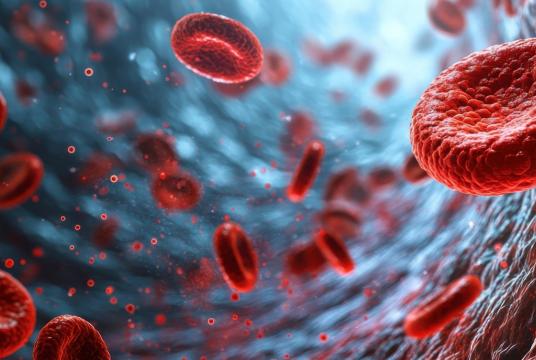 blood cells flowing through vessel